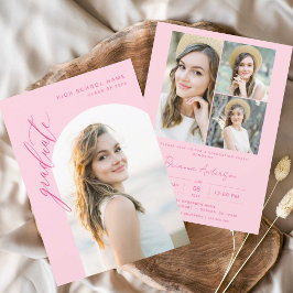 ホットピモダンックアーチ写真卒業パーティー 招待状