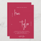 ホットピモダンックシンプルスのシグネチャー結婚スクリプト 招待状 (正面/裏面)