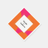 ホットピモダンンクとオレンジの抽象芸術結婚ズ スタンダードカクテルナプキン (角)