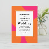 ホットピモダンンクとオレンジの抽象芸術結婚ズ 招待状 (スタンド正面)