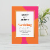ホットピモダンンクとオレンジの抽象芸術結婚ズ 招待状 (スタンド正面)