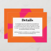 ホットピモダンンクとオレンジの抽象芸術結婚式RSVP エンクロージャーカード (正面/裏面)