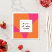 ホットピモダンンクとオレンジの抽象芸術誕生日パーティー スタンダードカクテルナプキン (インサイチュ)
