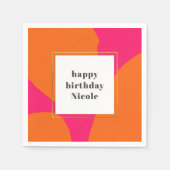 ホットピモダンンクとオレンジの抽象芸術誕生日パーティー スタンダードカクテルナプキン (正面)