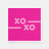 ホットピモダンンクとホワイトXOXOバレンタイン スタンダードカクテルナプキン (正面)
