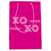 ホットピモダンンクとホワイトXOXOバレンタイン ミディアムペーパーバッグ (正面)