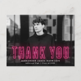 ホットピモダンンクのネオン写真卒業ありがとう ポストカード