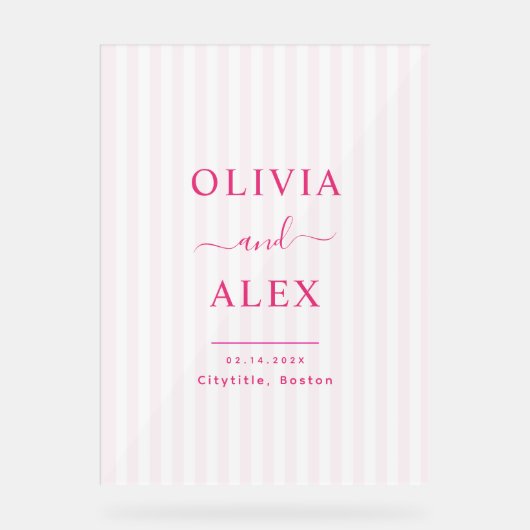 ホットピモダンンクパーソナライズされたウェルカム結婚ズ アクリルサイン (正面)