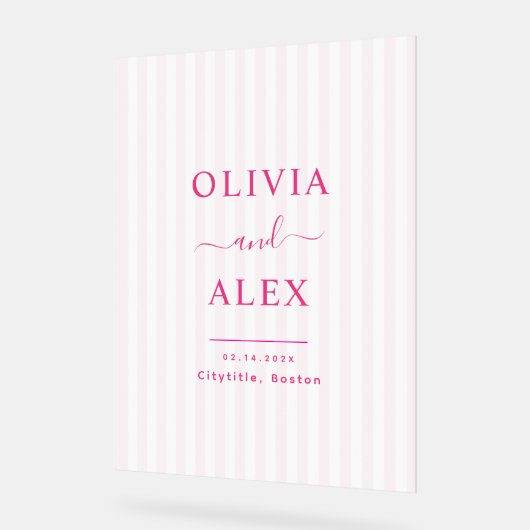 ホットピモダンンクパーソナライズされたウェルカム結婚ズ アクリルサイン (傾斜)