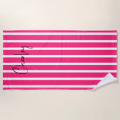 ホットピモダンンクパーソナライズされた ビーチタオル (正面)