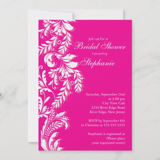 ホットピモダンンクリーフ旋回ブライダルシャワー 招待状 (正面)