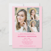 ホットピモダンンク写真卒業パーティー 招待状 (裏面)