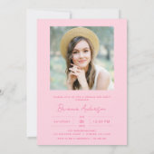 ホットピモダンンク写真卒業パーティー 招待状 (裏面)