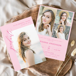 ホットピモダンンク写真卒業パーティー 招待状