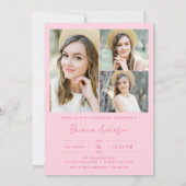 ホットピモダンンク写真卒業パーティー 招待状 (裏面)