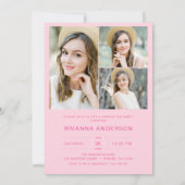 ホットピモダンンク写真卒業パーティー 招待状 (裏面)