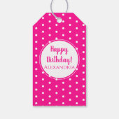 ホットピモダンンク水玉模様ハッピーバースデー ギフトタグ (裏面)
