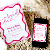 ホットピモダンンク波縁どブライダルシャワー 招待状