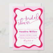 ホットピモダンンク波縁どブライダルシャワー 招待状 (正面)