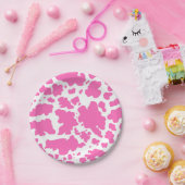 ホットピモダンンク牛の肌のテクスチャーアニマルプリント ペーパープレート (パーティー)