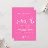 ホットピモダンンク甘い16誕生日パーティーありがとう カード (正面/裏面インサイチュ)