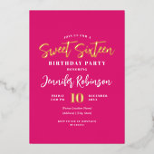 ホットピモダンンク金ゴールド写真甘い16 16 箔招待状 (正面)