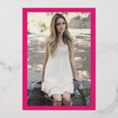 ホットピモダンンク金ゴールド写真甘い16 16 箔招待状 (裏面)