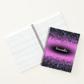 ホットピモノグラムのンクの名前ブラックグリッター | ノートブック (内部)