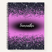 ホットピモノグラムのンクの名前ブラックグリッター | ノートブック (正面)