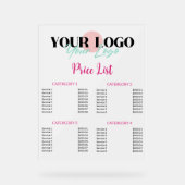 ホットピンクあなたのロゴサロン価格表 アクリルサイン (正面)