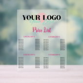 ホットピンクあなたのロゴサロン価格表 アクリルサイン (ニュートラル)