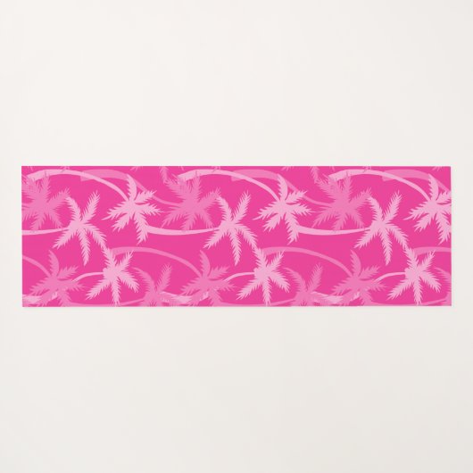 ホットピンクあなたの名前を追加パームツリー ヨガマット (裏面(横))