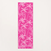 ホットピンクあなたの名前を追加パームツリー ヨガマット (正面)