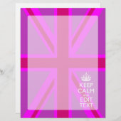 ホットピンクあなたの穏保やかな編集文字ユニオンジャック (正面/裏面)