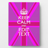 ホットピンクあなたの穏保やかな編集文字ユニオンジャック フォトプラーク (正面)