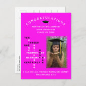 ホットピンクおめでとうSTEM Gradの女性 案内ポストカード (正面/裏面)