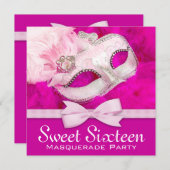 ホットピンクかわいらしの仮装パーティー 招待状 (正面/裏面)