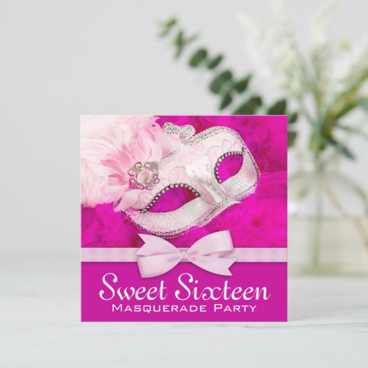 ホットピンクかわいらしの仮装パーティー 招待状 (スタンド正面)