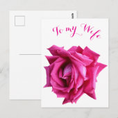 ホットピンクかわいらしバラフローラハッピーバレンタインラブ ポストカード (正面/裏面)