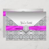 ホットピンクすべての行事パーティーテンプレート 招待状 (正面/裏面)