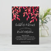 ホットピンクつる植物オンブラックカップルウェディングシャワー (スタンド正面)