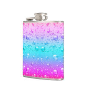 ホットピンクとアクアブルーのグラデーション水滴2 フラスク (左)