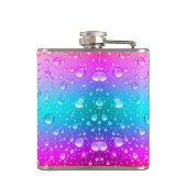 ホットピンクとアクアブルーのグラデーション水滴2 フラスク (裏面)