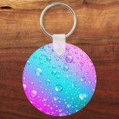ホットピンクとアクアブルーのグラデーション水滴 キーホルダー (正面)