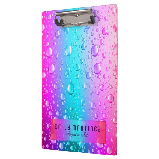 ホットピンクとアクアブルーのグラデーション水滴 クリップボード (左)