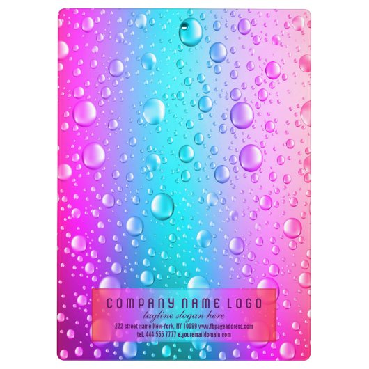 ホットピンクとアクアブルーのグラデーション水滴 クリップボード (裏面)