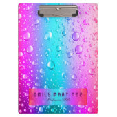 ホットピンクとアクアブルーのグラデーション水滴 クリップボード (正面)