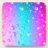 ホットピンクとアクアブルーのグラデーション水滴 コースター (正面)