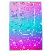 ホットピンクとアクアブルーのグラデーション水滴 ミディアムペーパーバッグ (裏面)