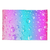 ホットピンクとアクアブルーのグラデーション水滴 枕カバー (裏面)